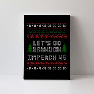 Let''s Go Brandon Impeach 46 Anti Biden Chant Ugly Christmas Canvas