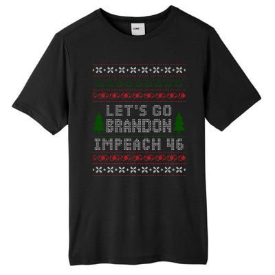 Let''s Go Brandon Impeach 46 Anti Biden Chant Ugly Christmas Tall Fusion ChromaSoft Performance T-Shirt