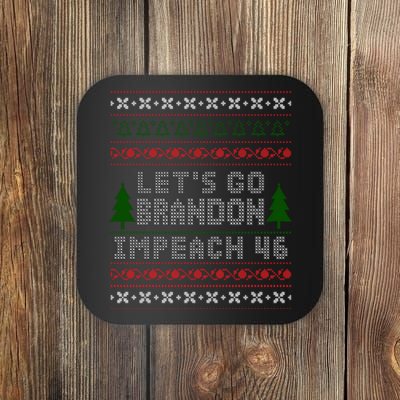 Let''s Go Brandon Impeach 46 Anti Biden Chant Ugly Christmas Coaster