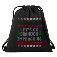 Let''s Go Brandon Impeach 46 Anti Biden Chant Ugly Christmas Drawstring Bag