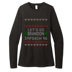 Let''s Go Brandon Impeach 46 Anti Biden Chant Ugly Christmas Womens CVC Long Sleeve Shirt