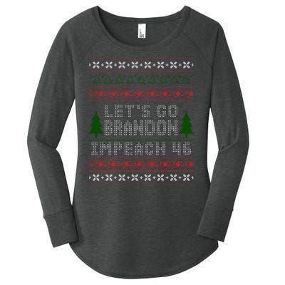 Let''s Go Brandon Impeach 46 Anti Biden Chant Ugly Christmas Women's Perfect Tri Tunic Long Sleeve Shirt