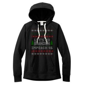 Let''s Go Brandon Impeach 46 Anti Biden Chant Ugly Christmas Women's Fleece Hoodie