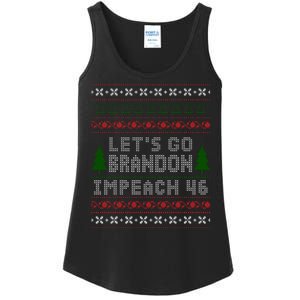 Let''s Go Brandon Impeach 46 Anti Biden Chant Ugly Christmas Ladies Essential Tank