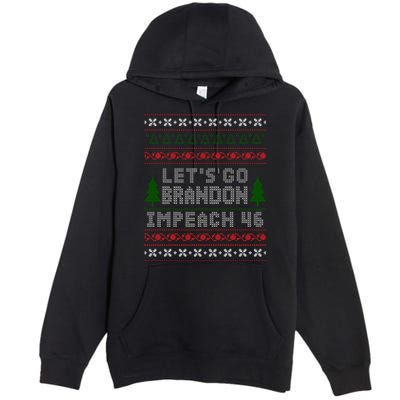 Let''s Go Brandon Impeach 46 Anti Biden Chant Ugly Christmas Premium Pullover Hoodie