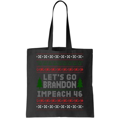 Let''s Go Brandon Impeach 46 Anti Biden Chant Ugly Christmas Tote Bag