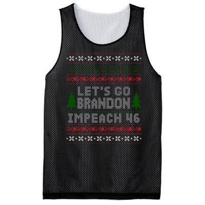 Let''s Go Brandon Impeach 46 Anti Biden Chant Ugly Christmas Mesh Reversible Basketball Jersey Tank