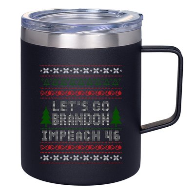 Let''s Go Brandon Impeach 46 Anti Biden Chant Ugly Christmas 12oz Stainless Steel Coffee Mug