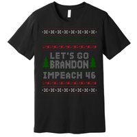 Let''s Go Brandon Impeach 46 Anti Biden Chant Ugly Christmas Premium T-Shirt