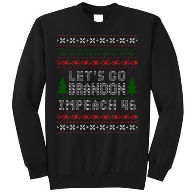 Let''s Go Brandon Impeach 46 Anti Biden Chant Ugly Christmas Tall Sweatshirt