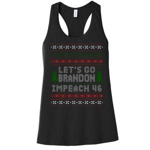 Let''s Go Brandon Impeach 46 Anti Biden Chant Ugly Christmas Women's Racerback Tank