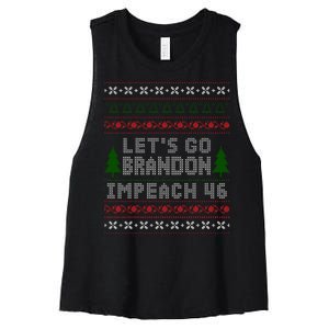 Let''s Go Brandon Impeach 46 Anti Biden Chant Ugly Christmas Women's Racerback Cropped Tank