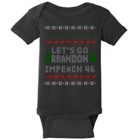 Let''s Go Brandon Impeach 46 Anti Biden Chant Ugly Christmas Baby Bodysuit