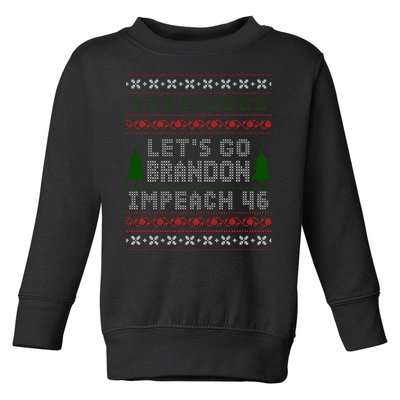 Let''s Go Brandon Impeach 46 Anti Biden Chant Ugly Christmas Toddler Sweatshirt