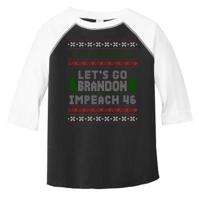 Let''s Go Brandon Impeach 46 Anti Biden Chant Ugly Christmas Toddler Fine Jersey T-Shirt