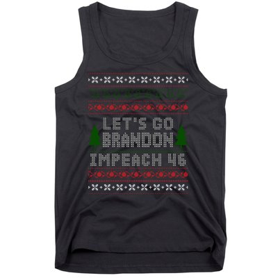 Let''s Go Brandon Impeach 46 Anti Biden Chant Ugly Christmas Tank Top