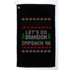 Let''s Go Brandon Impeach 46 Anti Biden Chant Ugly Christmas Platinum Collection Golf Towel