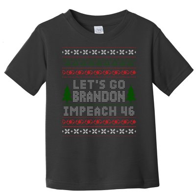 Let''s Go Brandon Impeach 46 Anti Biden Chant Ugly Christmas Toddler T-Shirt