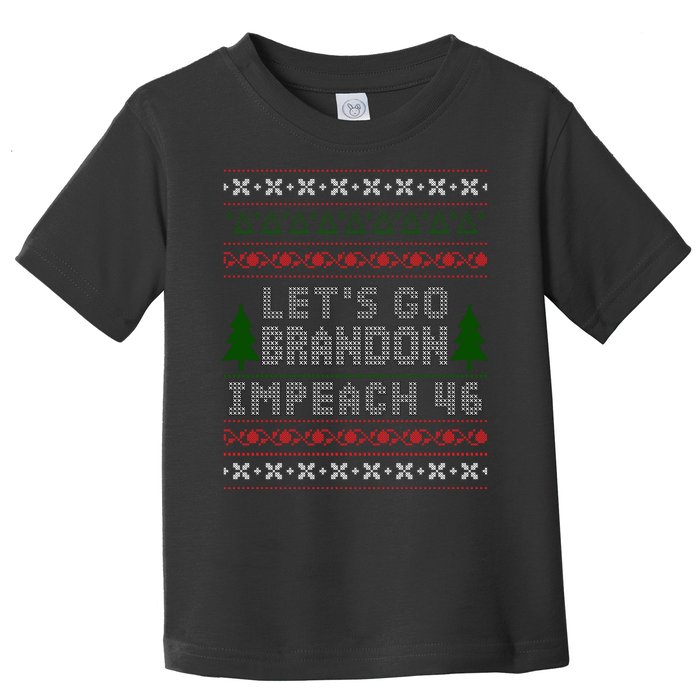 Let''s Go Brandon Impeach 46 Anti Biden Chant Ugly Christmas Toddler T-Shirt