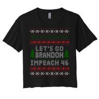 Let''s Go Brandon Impeach 46 Anti Biden Chant Ugly Christmas Women's Crop Top Tee