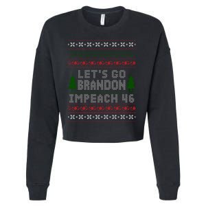 Let''s Go Brandon Impeach 46 Anti Biden Chant Ugly Christmas Cropped Pullover Crew