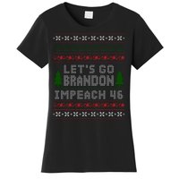 Let''s Go Brandon Impeach 46 Anti Biden Chant Ugly Christmas Women's T-Shirt