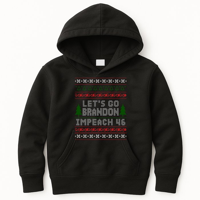 Let''s Go Brandon Impeach 46 Anti Biden Chant Ugly Christmas Kids Hoodie