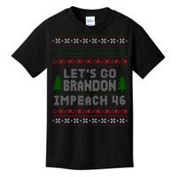 Let''s Go Brandon Impeach 46 Anti Biden Chant Ugly Christmas Kids T-Shirt