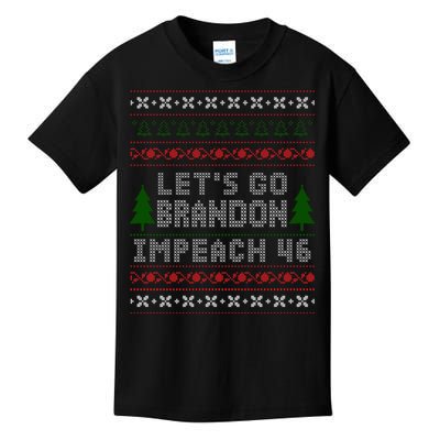 Let''s Go Brandon Impeach 46 Anti Biden Chant Ugly Christmas Kids T-Shirt