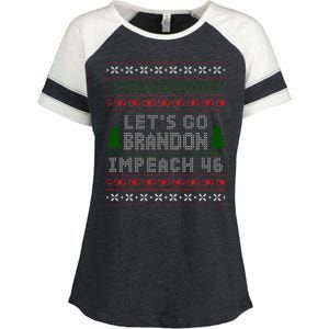 Let''s Go Brandon Impeach 46 Anti Biden Chant Ugly Christmas Enza Ladies Jersey Colorblock Tee