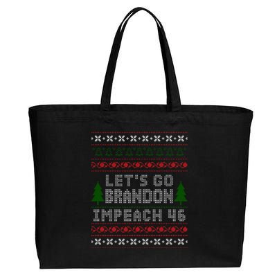 Let''s Go Brandon Impeach 46 Anti Biden Chant Ugly Christmas Cotton Canvas Jumbo Tote