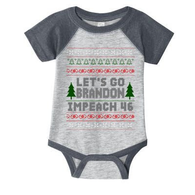 Let''s Go Brandon Impeach 46 Anti Biden Chant Ugly Christmas Infant Baby Jersey Bodysuit