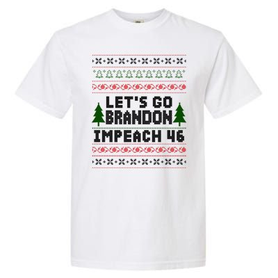 Let''s Go Brandon Impeach 46 Anti Biden Chant Ugly Christmas Garment-Dyed Heavyweight T-Shirt