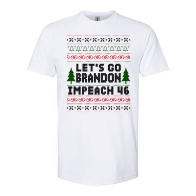 Let''s Go Brandon Impeach 46 Anti Biden Chant Ugly Christmas Softstyle CVC T-Shirt