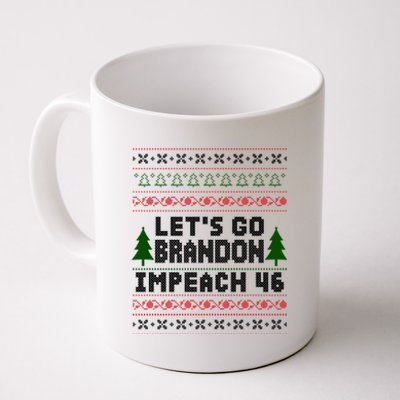 Let''s Go Brandon Impeach 46 Anti Biden Chant Ugly Christmas Coffee Mug