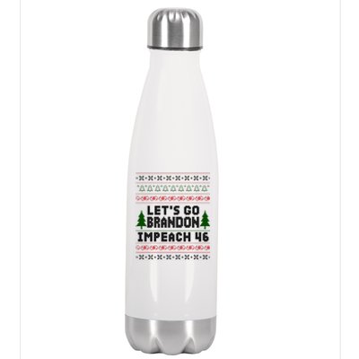 Let''s Go Brandon Impeach 46 Anti Biden Chant Ugly Christmas Stainless Steel Insulated Water Bottle