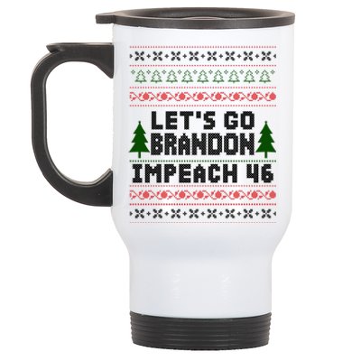 Let''s Go Brandon Impeach 46 Anti Biden Chant Ugly Christmas Stainless Steel Travel Mug