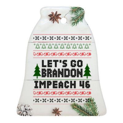 Let''s Go Brandon Impeach 46 Anti Biden Chant Ugly Christmas Ceramic Bell Ornament