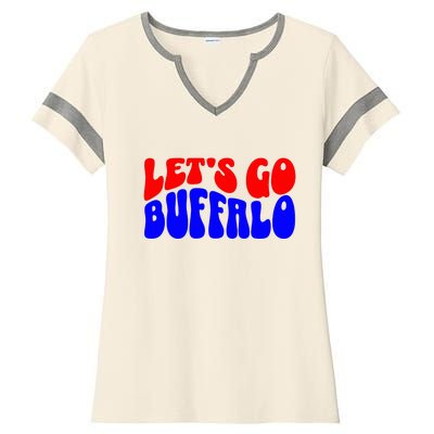 LetS Go Buffalo Football Chant Fun Team Gear Ladies Halftime Notch Neck Tee