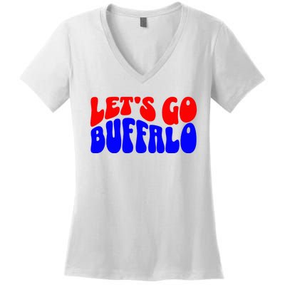 LetS Go Buffalo Football Chant Fun Team Gear Women's V-Neck T-Shirt