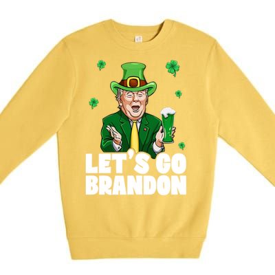 Lets Go Brandon St PatrickS Day Trump Beer And America Gift Premium Crewneck Sweatshirt