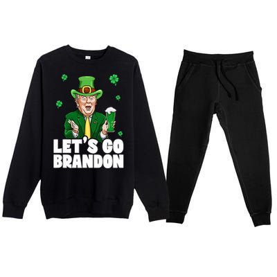 Lets Go Brandon St PatrickS Day Trump Beer And America Gift Premium Crewneck Sweatsuit Set