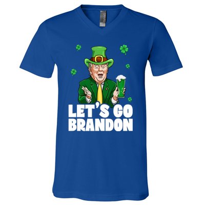 Lets Go Brandon St PatrickS Day Trump Beer And America Gift V-Neck T-Shirt