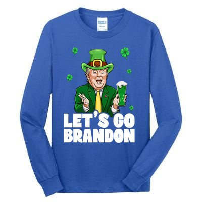 Lets Go Brandon St PatrickS Day Trump Beer And America Gift Tall Long Sleeve T-Shirt