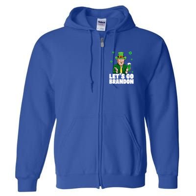 Lets Go Brandon St PatrickS Day Trump Beer And America Gift Full Zip Hoodie