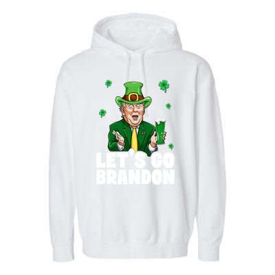 Lets Go Brandon St PatrickS Day Trump Beer And America Gift Garment-Dyed Fleece Hoodie