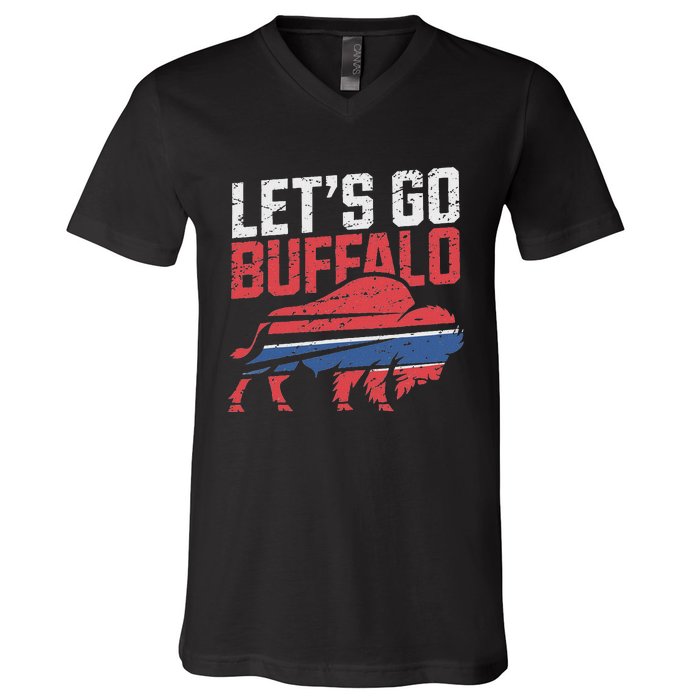 LetS Go Buffalo New York Buffalo Sports Fan Buffalo V-Neck T-Shirt