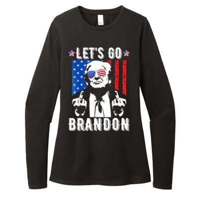 Let’S Go Brandon Trump Middle Finger Flag Womens CVC Long Sleeve Shirt