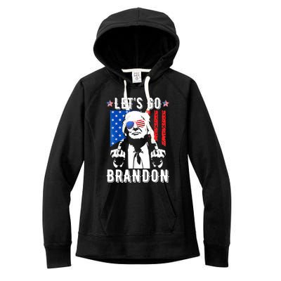 Let’S Go Brandon Trump Middle Finger Flag Women's Fleece Hoodie