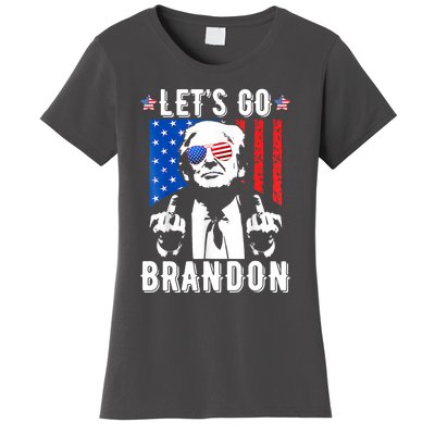 Let’S Go Brandon Trump Middle Finger Flag Women's T-Shirt